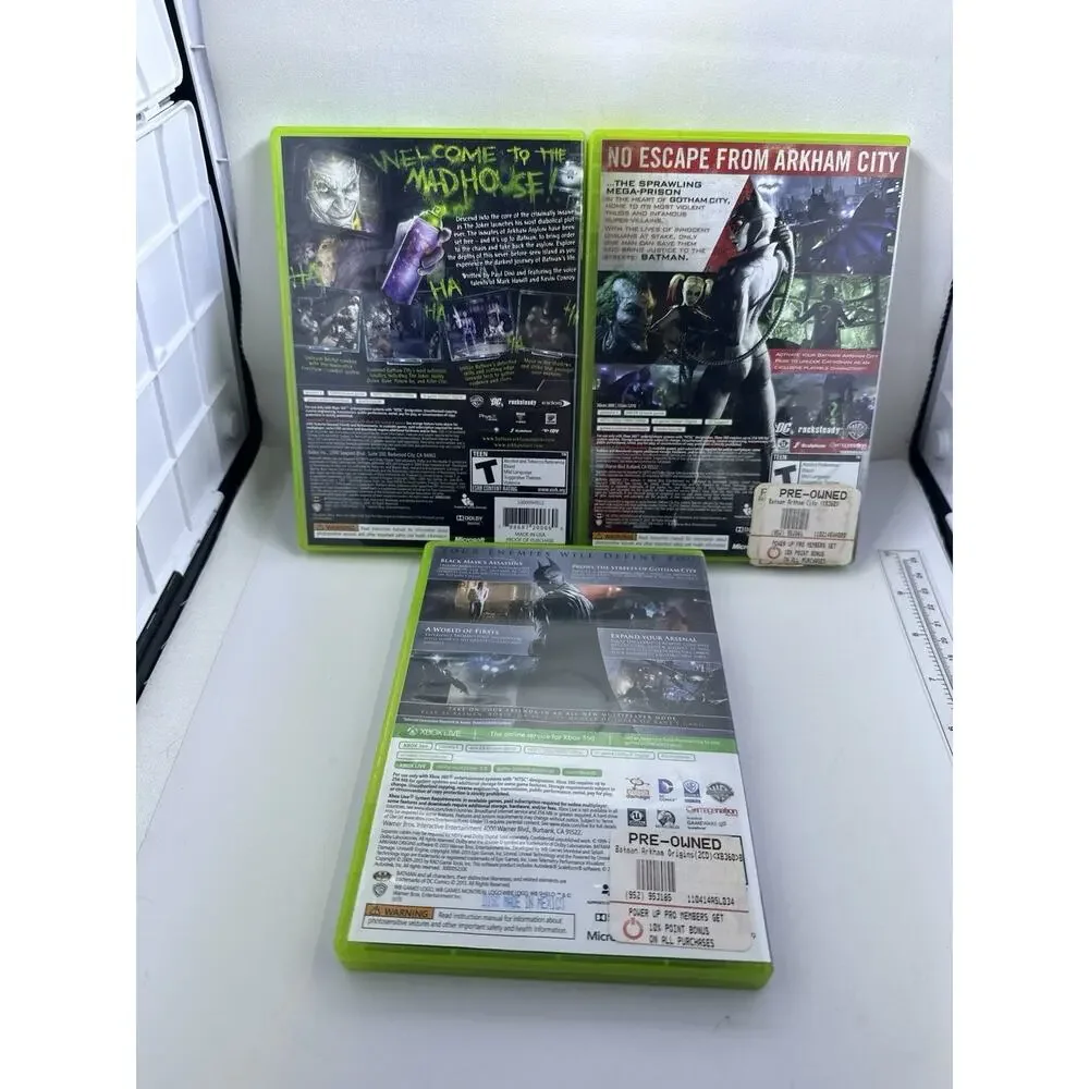 Batman Arkham Trilogy Asylum Origins City Microsoft Xbox 360 Lot of 3 VGC CIB